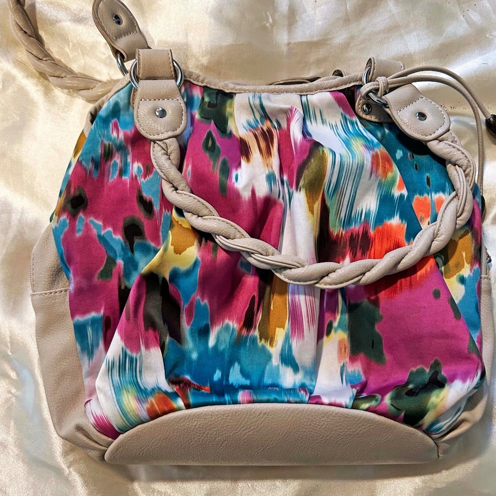 HOBO BAG, CALL IT SPRING, SOFT FABRIC, MULTICOLOUR, TOP ZIP, 3 SECTIONS WITH